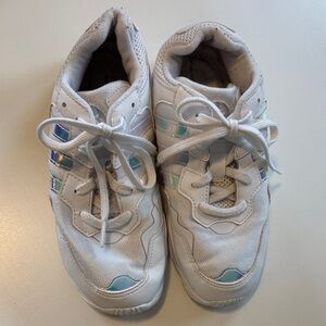 adidas Kids White Sneakers with Blue Highlights